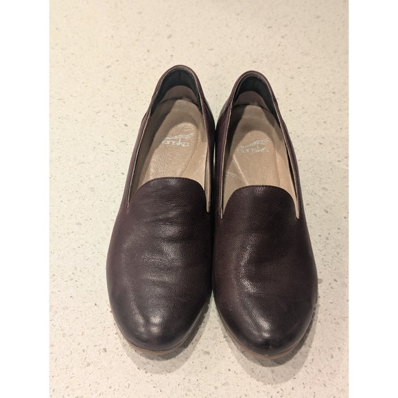 Dansko‎ Womens Preston Wine Leather Block Heels Loafers Slip Ons Size 38 EU 8 US - Picture 2 of 10